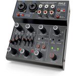 Pyle DJ Audio Mixer Bluetooth – 4 Channel USB Interface with XLR Combo Jack, AUX RCA & Echo FX, Professional Sound Mixing Console for Recording, Streaming, Karaoke, PC & Live Performance
